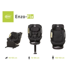 4Baby ENZO-FIX Black i-Size obrotowy fotelik samochodowy dla dziecka 40-150 cm, 0-12 lat