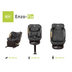 4Baby ENZO-FIX Graphite i-Size obrotowy fotelik samochodowy dla dziecka 40-150 cm, 0-12 lat