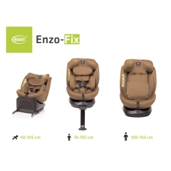 4Baby ENZO-FIX Mokka i-Size obrotowy fotelik samochodowy dla dziecka 40-150 cm, 0-12 lat