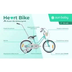 Rowerek 16 cali Heart Bike z pchaczem miętowy Sun Baby