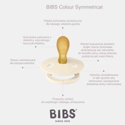 BIBS Colour Symmetrical IVORY Smoczek Uspokajający kauczuk Hevea rozmiar M dla dziecka 6-18 miesięcy