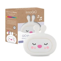 InnoGIO szumiąca lampka silikonowa dziecięca SLEEPY BUNNY GIO-134 miękka lampka nocna dla dziecka