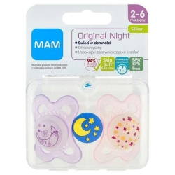 MAM BABY 2x smoczek MAM Original NIGHT dla dziecka 2-6 miesięcy 2 sztuki smoczków w etui