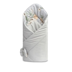 Sensillo rożek becik niemowlęcy dwustronny VELVET bawełna LILIA SZARY 75x75 cm