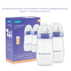 Lansinoh Momma butelka ze smoczkiem o średnim przepływie NaturalWave Teat 2x240 ml Duo Pack