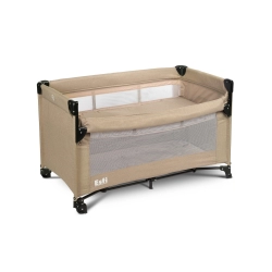 Łóżeczko turystyczne dwupoziomowe składane z funkcją dostawki Caretero ESTI Brown łóżko dostawne
