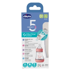 Chicco butelka Perfect5 Slow Girl 150 ml smoczek silikonowy o wolnym przepływie dla dziecka 0m+