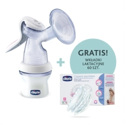 Chicco laktator maualny NaturalFeeling + GRATIS wkładki laktacyjne 60 sztuk