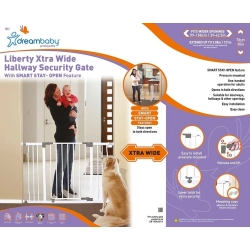 Bramka zabezpieczająca na schody Dreambaby LIBERTY metalowa biała wysokość 76 cm szerokość 99-106 cm