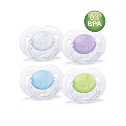 Avent Philips Smoczek gryzak silikonowy 0-6 m 0% BPA 2 sztuki Przezroczyste  fiolet  SCF170/18