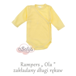 Sofija rampers OLA żółty zakładany kopertowo rozmiary od 50 do 68 cm